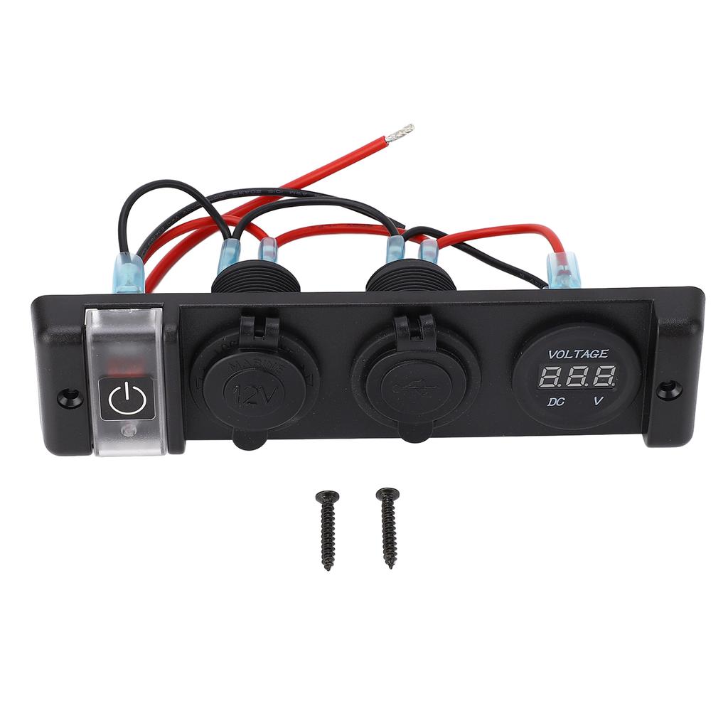 4 In 1 USB Cigarette Lighter Socket Panel LED Indication IP66 Waterproof Dual USB Socket Panel for