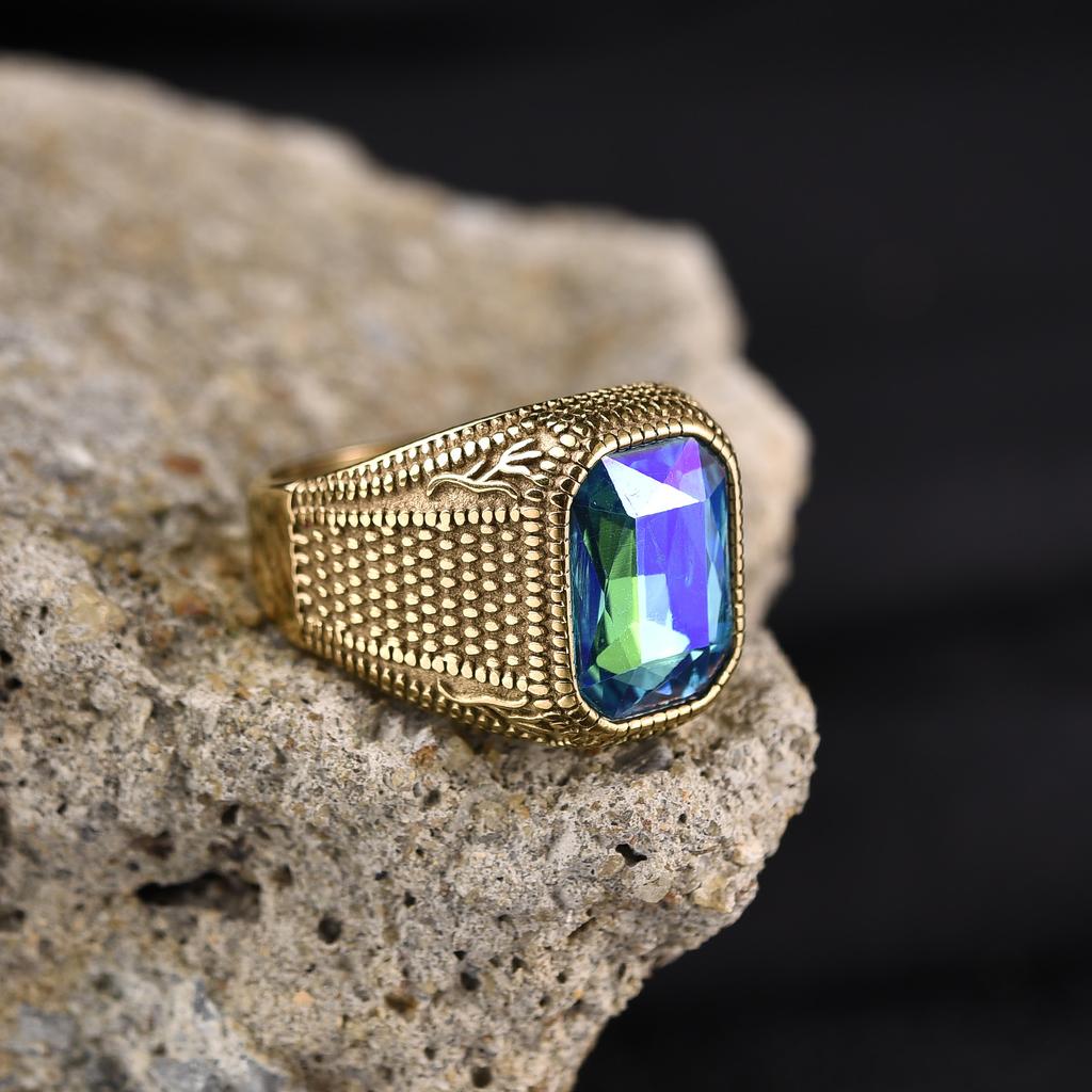 R3271 Para Hombre/Mujer Alta Calidad Acero Inoxidable 316L Múltiples Colores Estilos de Piedras Preciosas Anillos de Ónice Joyería Clásica Tendencia de Moda