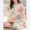 Autumn and Spring Long-Sleeve Women's Home Wear Pants Cartoon Set Pajamas for Ladies