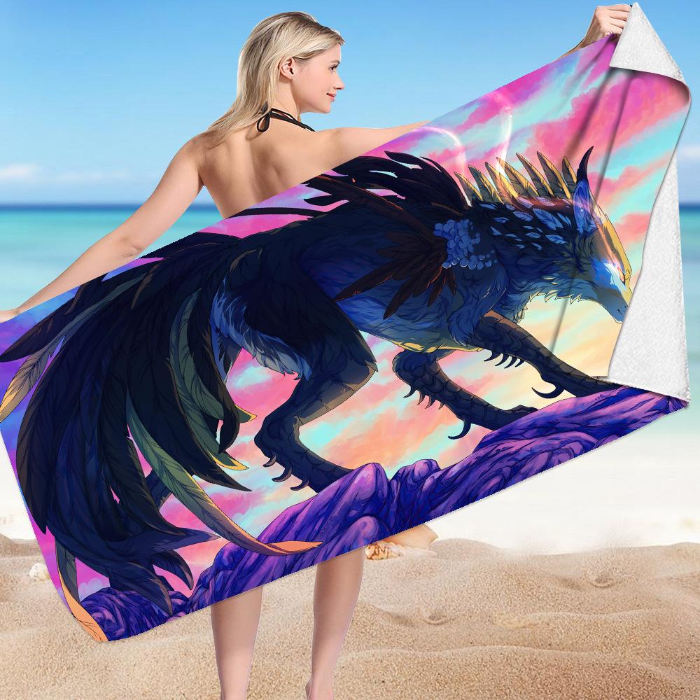 Wolf Beach Towels Super Abaorbation Bath Towel Mystery Vicious Wild Animals for Boys Men Adults for Travel Swimming Hotel Towels