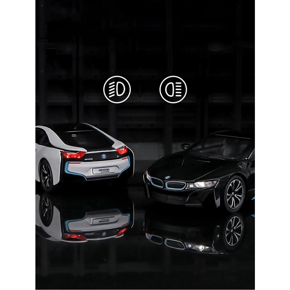 1/24 BMW I8 Supercar Alloy Car Model Diecasts Metal Toy Vehicles Sound Light Simulation Collectibles Hobbies Baby Kids Toy Gifts