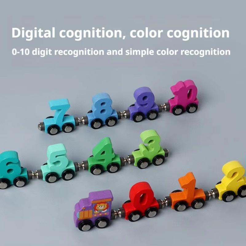 Wooden Number Digital Magnetic Train Toys Colorful Building Blocks Educational Hand-Eye Coordination Magnetic Digital Train