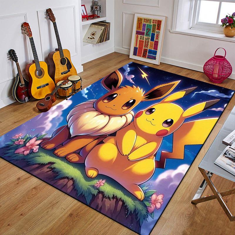 Cartoon Pokemon Anime 3D Carpet Rug for Home Living Room Bedroom Sofa Doormat Decor,Child Play Area Rug Non-slip Floor Mat Gifts