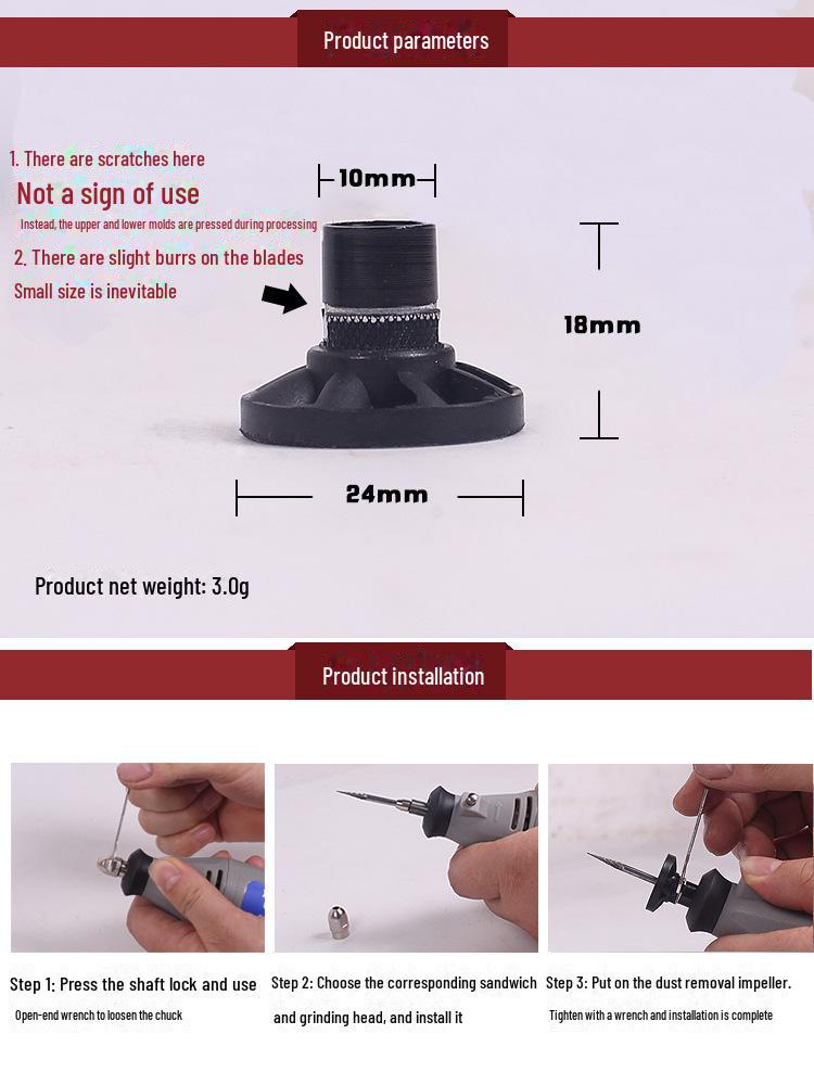 DREMEL 490-Compatible Electric Grinding and Dust Blowing Chuck Nut with Impeller