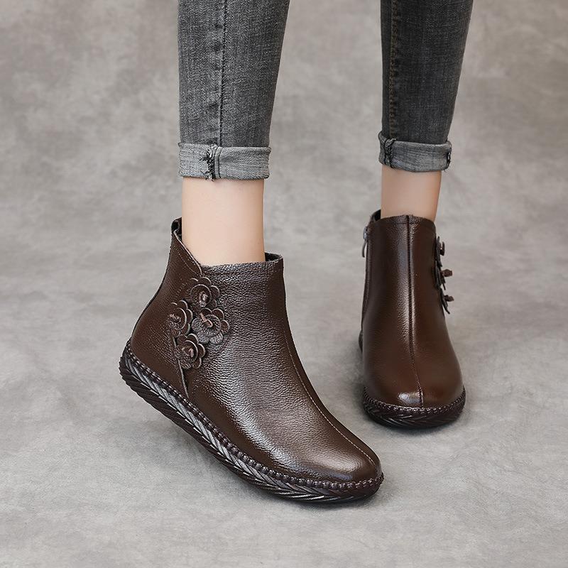 

Новые хлопковые туфли для молодой мамы на плоской подошве, с боковой молнией, с круглым носком, из бархата, теплые, полусапожки для среднего и пожилого возраста, женские 41