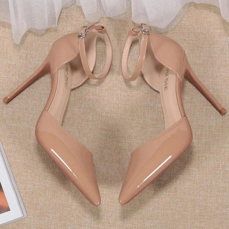 

2025 Лето Элегантные Женские Босоножки на Каблуке Пряжка Босоножки на Высоком Каблуке Модные Босоножки с Закрытым Носком Свадебная Обувь Женская Женские Босоножки 39 телесный