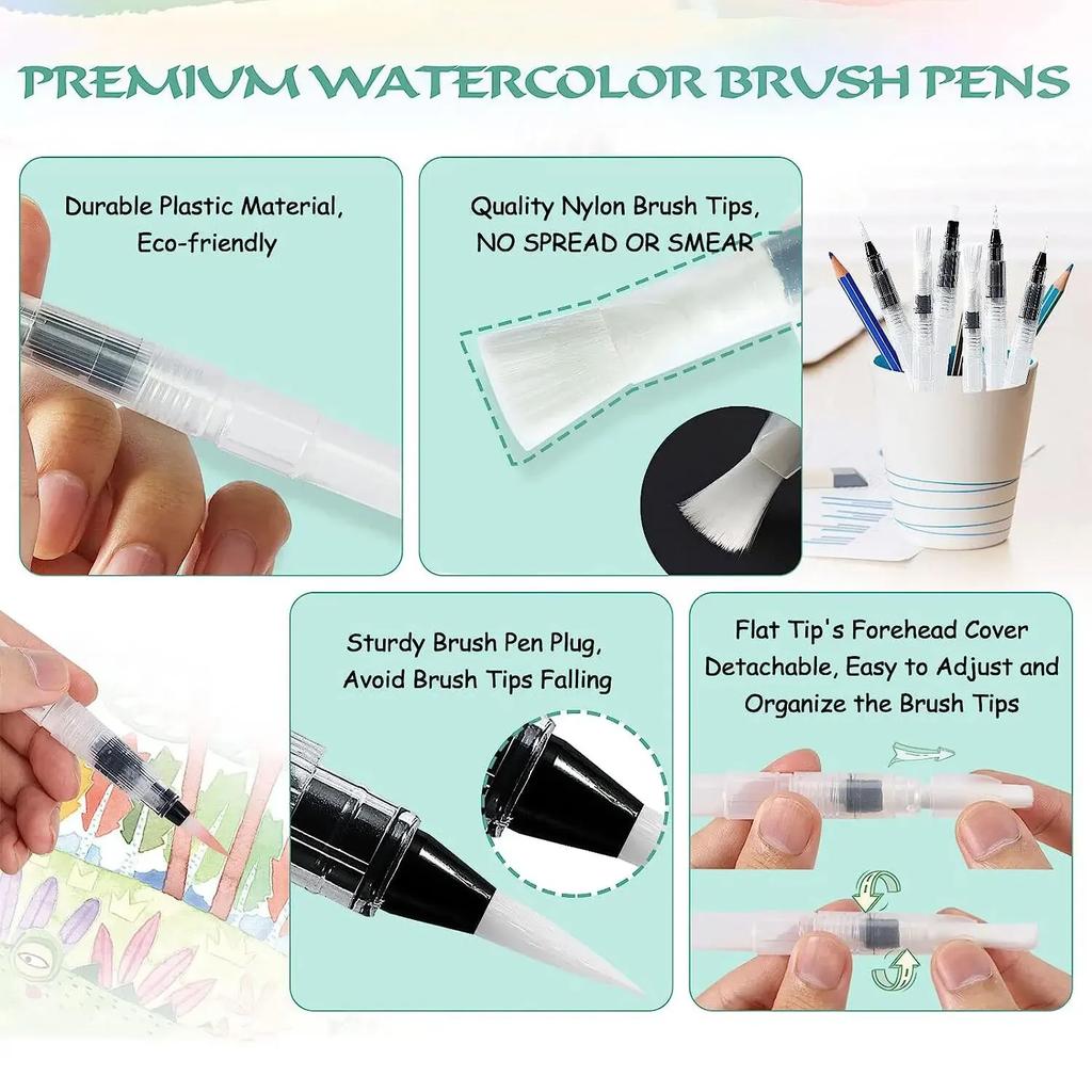 7pcs Watercolor Brush Pens Refillable Watercolor Brush Pens Water Paint Brushes For Watercolor Painting