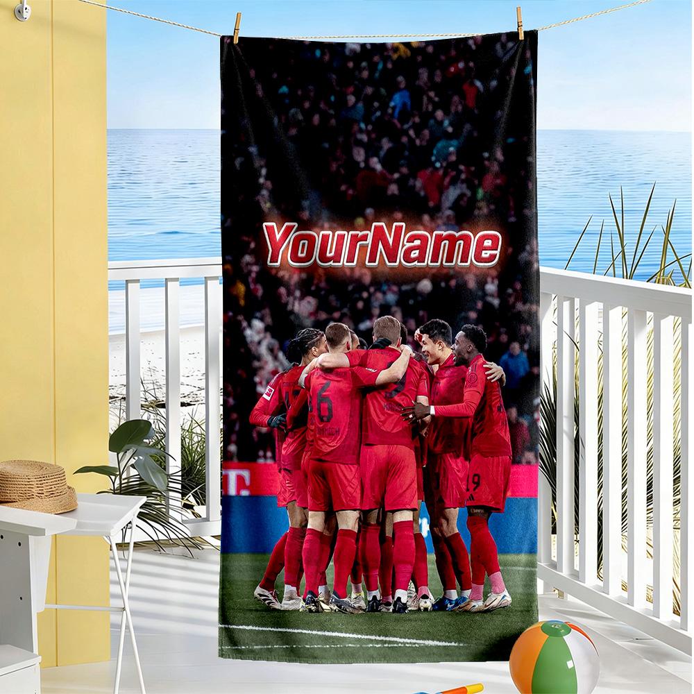 Bayern Munich Customize Your Name Beach Towel High Absorbency & Quick-Dry Suitable for Sports Travel Swimming Yoga Bathroom Beach And Pool