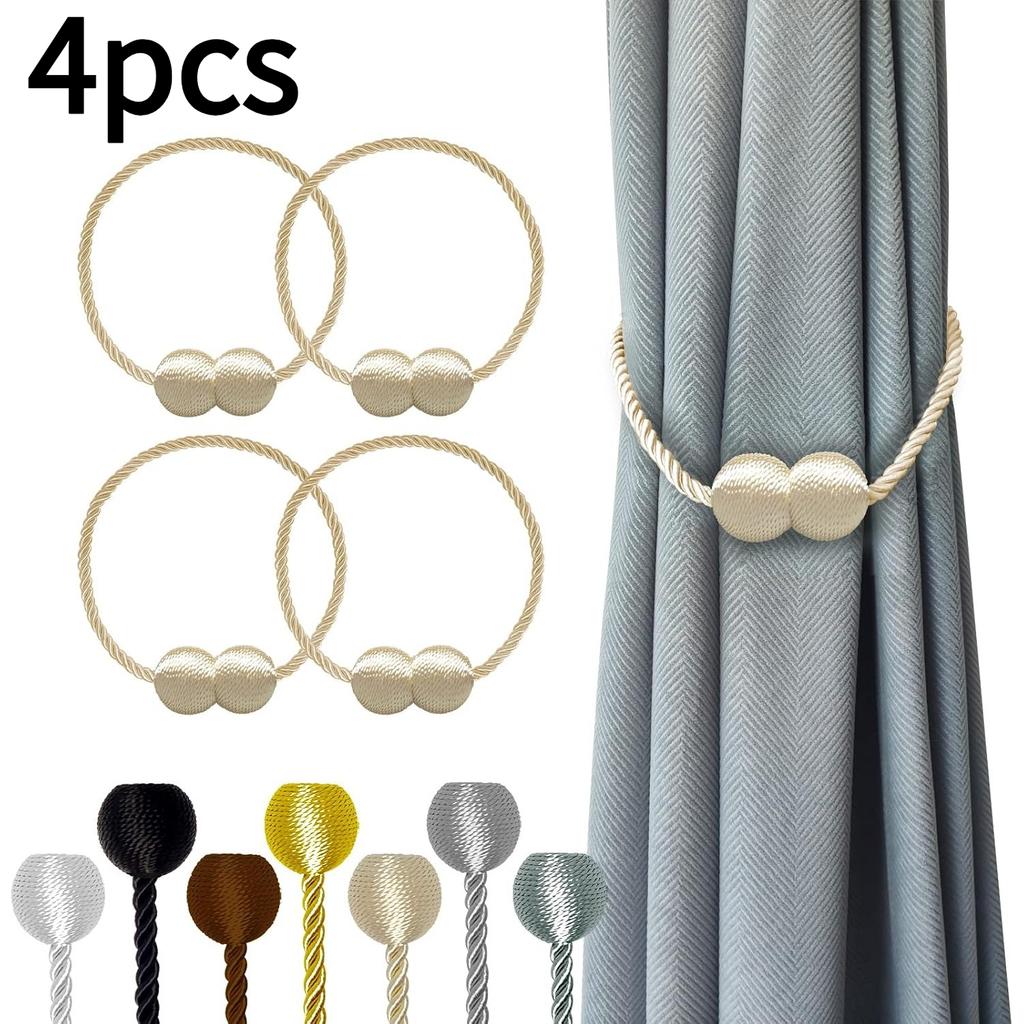 4pcs Sturdy Magnetic Curtain Holders - Robust Design, Elegant And Minimalist Curtain Clips with Powerful Magnetic Fastening