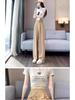 Women's 2026 High-End Grey Wide-Leg Pants - Spring/Summer Straight-Leg Design