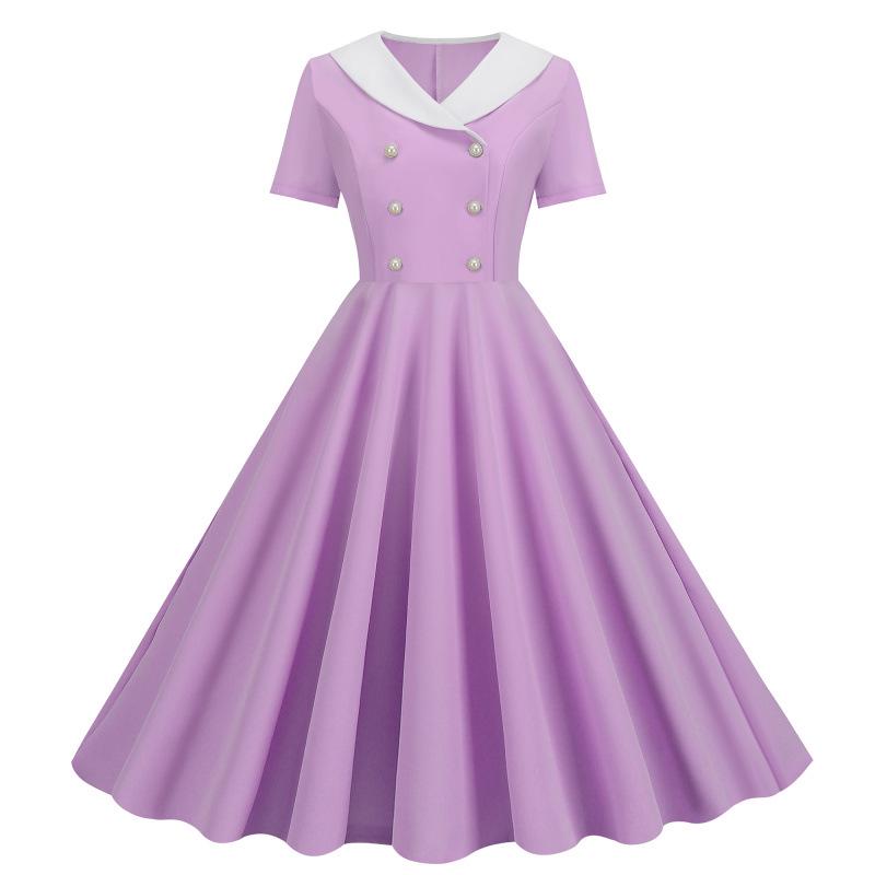 2024 Summer Retro Big Swing Short Sleeve Casual Dress