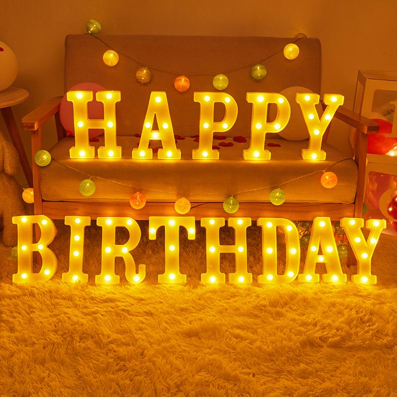 Alphabet Letter LED Lights Luminous Number Lamp Decor Battery Night Light for Home Wedding Birthday Christmas Party Decoration KTY