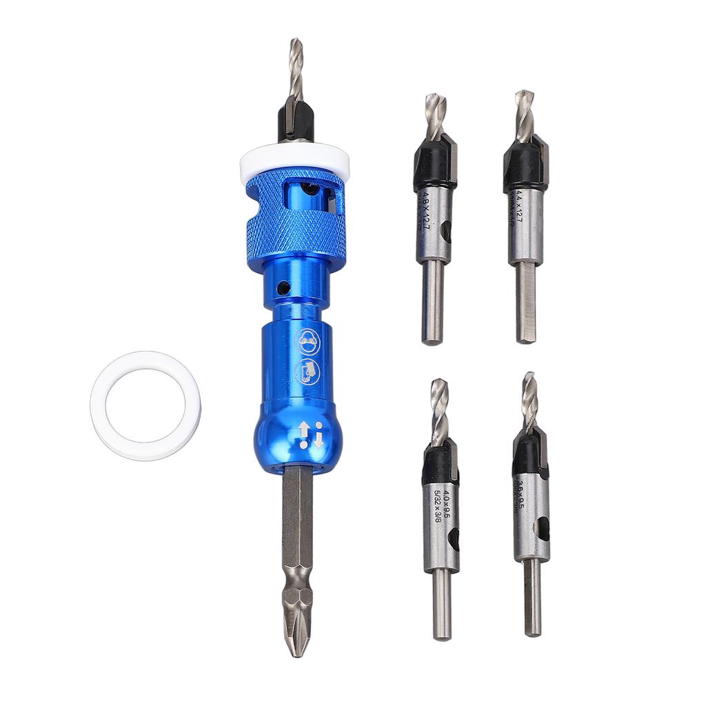 Countersink Drill Bit Set for Wood with Adjustable Depth Stop 82 Degree Carbide Tipped Carpentry Pil