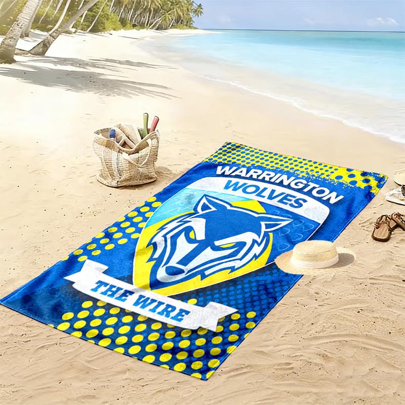 Warrington Wolves Print Beach Towel, Large Soft Quick Dry Towel for Beach Camping Swimming