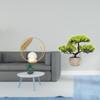Crystal Bonsai Ball Sculpture Metal Figurine Desk Ornament Statue Stand Artificial Greenery Faux