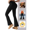 Women's Fleece Lined Flared Pants V-Waist Design Warm Leggings for Winter Casual