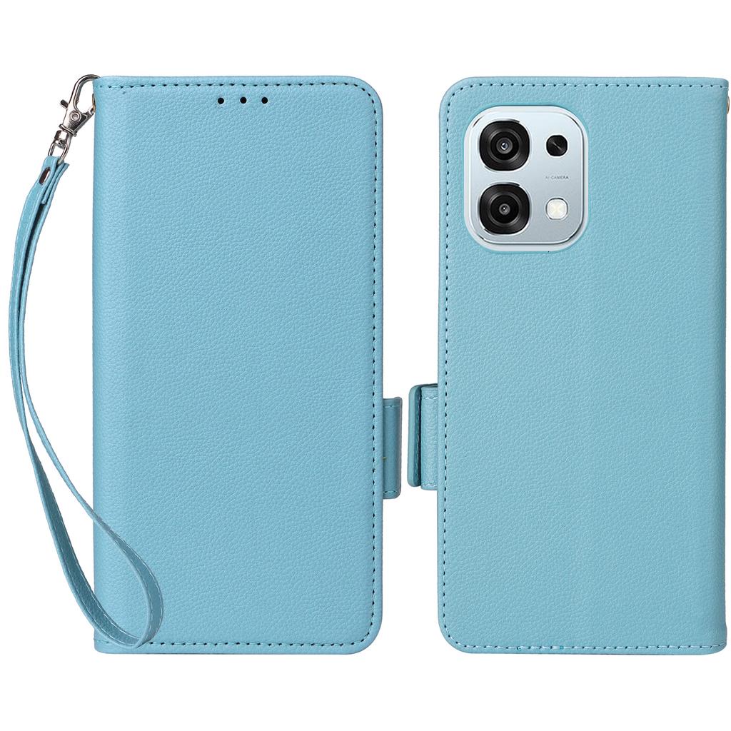 Leather Case for Oppo A6 Pro 4G/A6 Pro 5G/F31 5G Litchi Texture Wallet Phone Cover with Wrist Strap