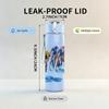1PC Cyclist Group Silhouette Art 750ml Color Plastic Sports Water Bottle Leakproof Flip Straw Lid Suitable for Sports Office Home Use