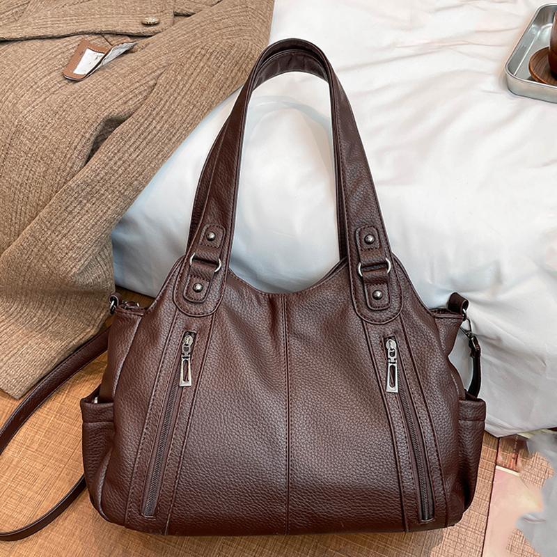 Womens Stylish Litchi Texture Handbag Adjustable Strap Vintage Leather Shoulder Bag for Daily  for Daily Commute Work Shopping and Weekend Outings