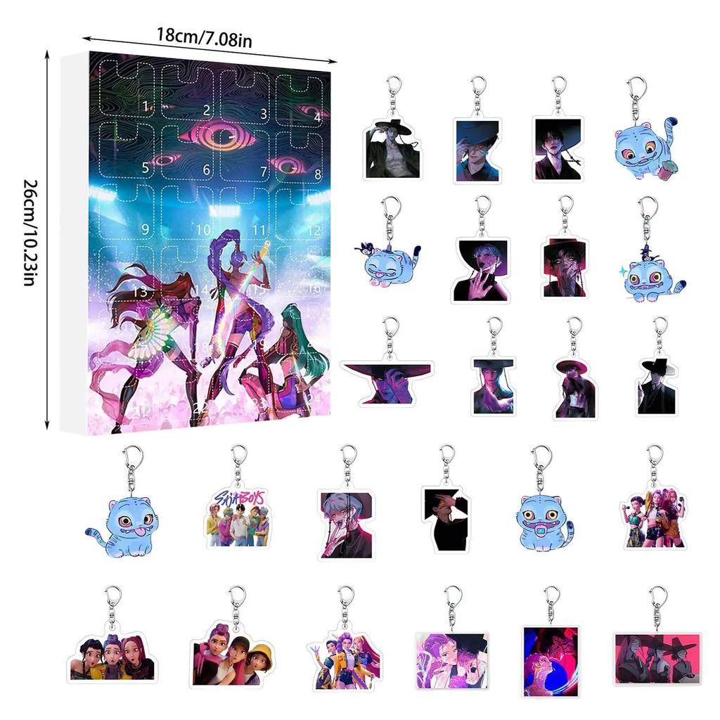 K-pop Demon Hunters Rumi Mira Zoey Figure Saja Boys Christmas Countdown Calendar Trendy Blind Box Keychain Acrylic Pendant Gift