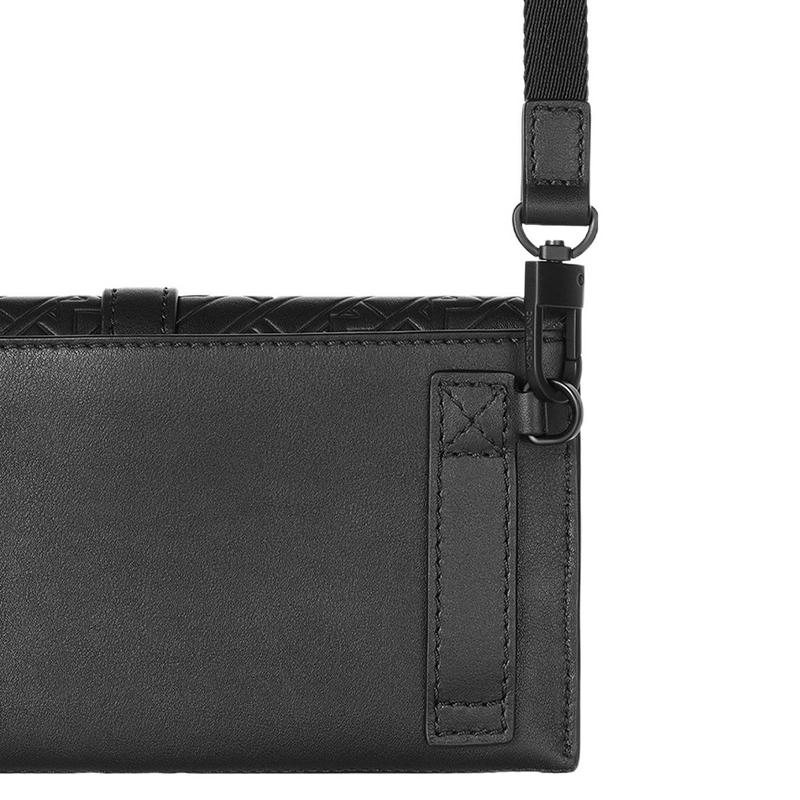 Montblanc Jet Black Series Brand Embossed Pattern Solid Color Full Grain Cowhide Mini Shoulder Crossbody Clutch Men bags 128740