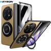 KEYSION 360° Rotating Magnetic Ring Stand Phone Case for MagSafe for OPPO Find N5 Hinge Phone Cover with Glass Screen Protector