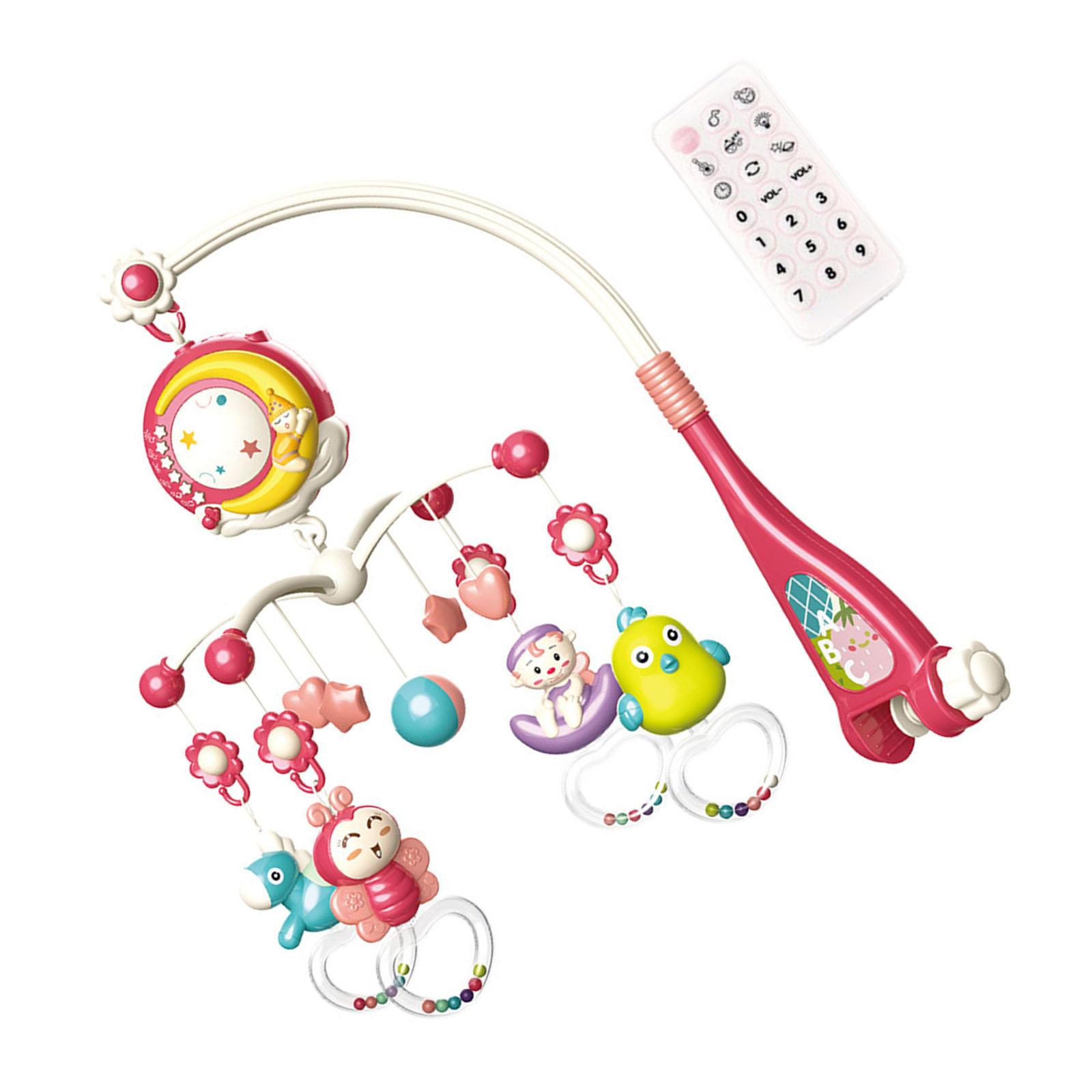 

Детский музыкальный мобиль на кроватку, подвесные погремушки и музыкальная шкатулка с дистанционным управлением, с музыкой и ночником для мальчика девочки 0-24 месяца разноцветный