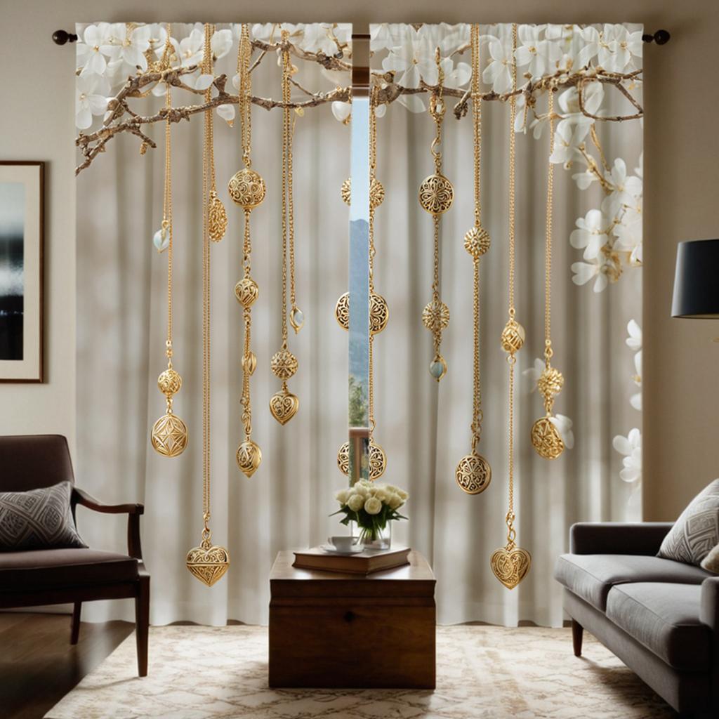 2 PZ Tende a catena in metallo di alta gamma color giallo digitale HD stile decorativo per la casa decorazione soggiorno camera da letto attraverso asta c