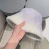 Gradually change color bucket hat female autumn and winter rabbit hair winter bucket hat plush warm furry hat advanced sense