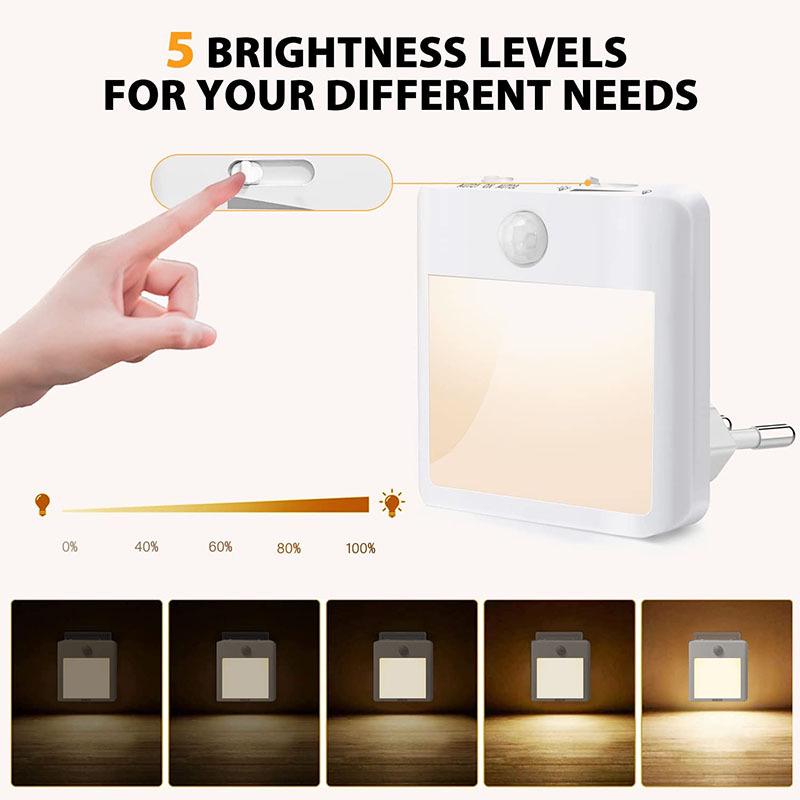 Stepless Dimming Night Light with Motion Sensor - Adjustable Pure & Warm White