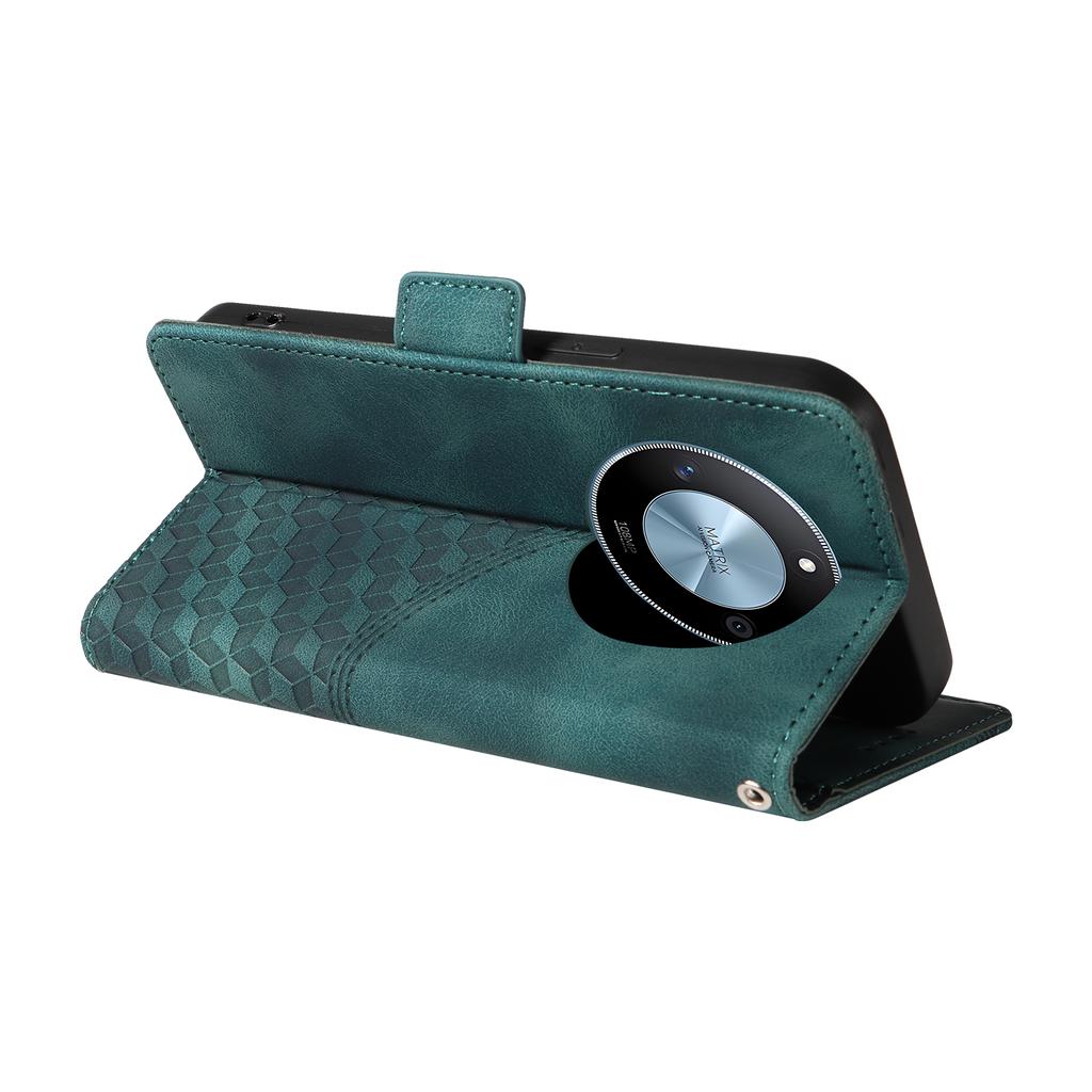 For Honor X60 5G Case PU Leather Phone Cover Rhombus Starry Imprinted