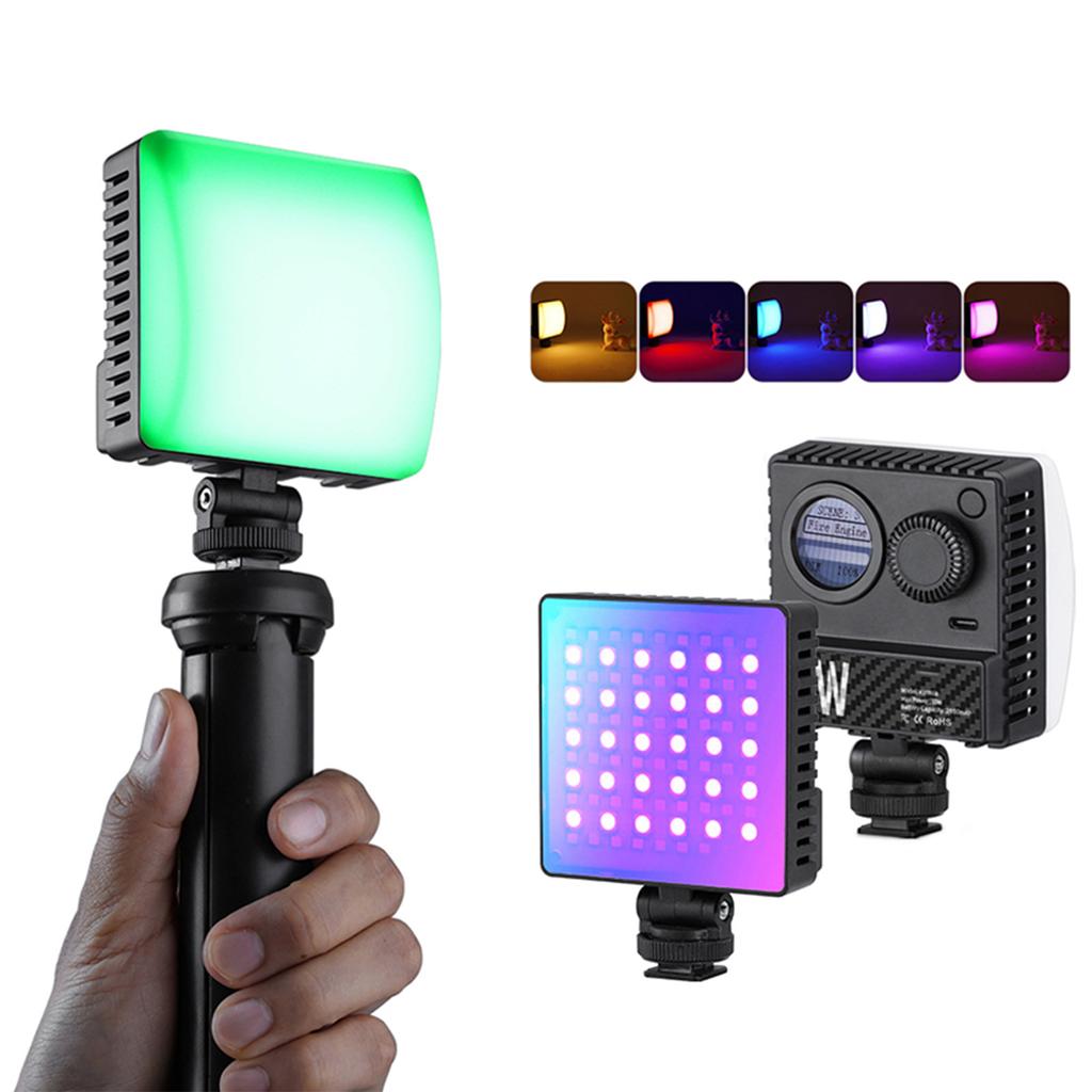 Portable RGB Fill Light 10W Rechargeable 84 LED Video Lights 1800K-9000K Dimmable Vlog Light for Photography with 120 Beam Angle