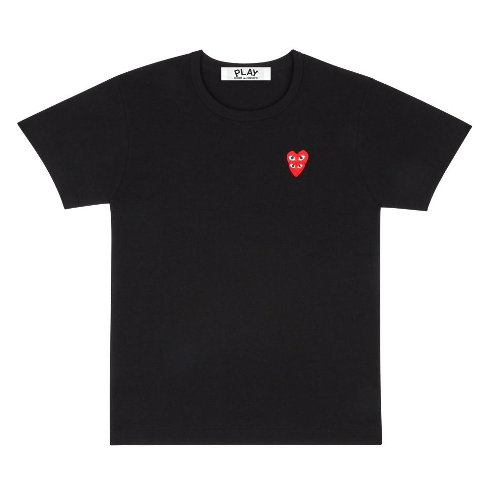 

PLAY Comme des Garc ons PLAY CDG Женская рубашка из нержавеющей стали с двойным красным сердцем, черная AZ T287 051