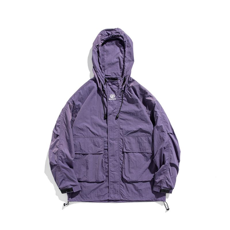 

Men s Japanese Retro Large Pocket Windbreaker Jacket Men s Autumn Trendy Outdoor Street Fashion Workwear Jacket Purple S