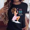 Maycaur Moda Maglietta da Donna Divertente con Stampa di Ragazza Top Neri Casual Anni '90 Maglietta da Donna Ragazza Top Grafico Harajuku Femminile
