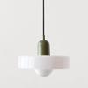 Danish Mid-Century Cream Green Retro Glass Chandelier for Restaurants & Bars