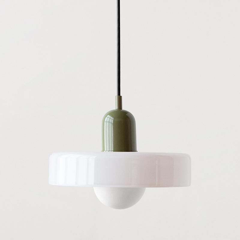 Danish Mid-Century Cream Green Retro Glass Chandelier for Restaurants & Bars