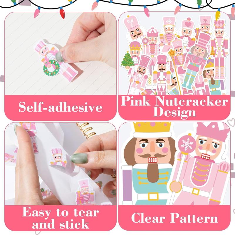 500Pcs Christmas Cartoon Nutcracker King And Soldier Decals Christmas Nutcracker Stickers Cute Stationery Decoration