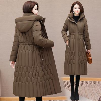 Mittlere Daunenbaumwolle Damen Neu Winter Mutterkleidung Verdickt Baumwollwattierte Jacke Damen Lang Fett Übergröße Baumwollwattierte Jacke