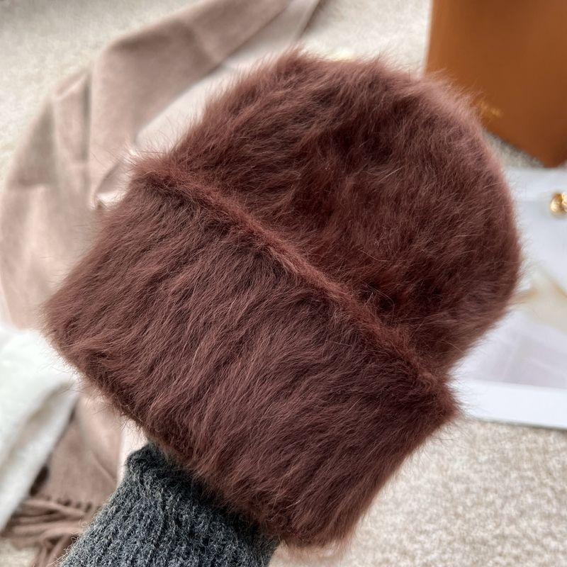 

Плюшевая шапка из кроличьего меха, вязаная шапка-мешок, защита головы и ушей, вязаная шапка, теплая шапка, повседневная шапка, зимняя женская шапка one size（56-58cm）