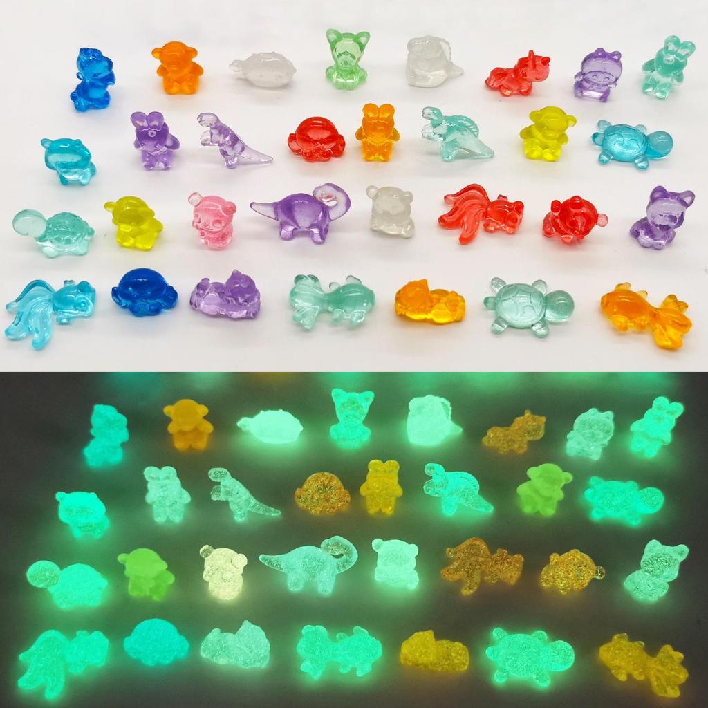 Luminous Cute Animal Mini Ornaments: Turtle, Bear, Rabbit - Handmade Glowing Accessories