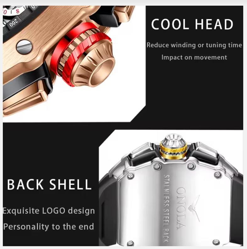 Xiaomi Dropshippng Quartz Men Watch Top Brand Tonneau Stainless Steel Shell Sport Wristwatch Fashion Black Silicone Type Mille Relojes