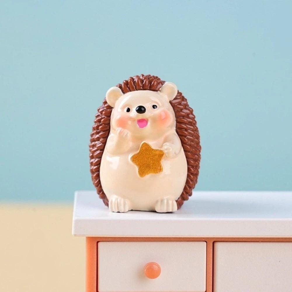 6 pcs Resin Hedgehog Figurines Decoration Cute Hedgehog Ornaments Model Creative Simulation Animal Miniatures Car Interior Decor
