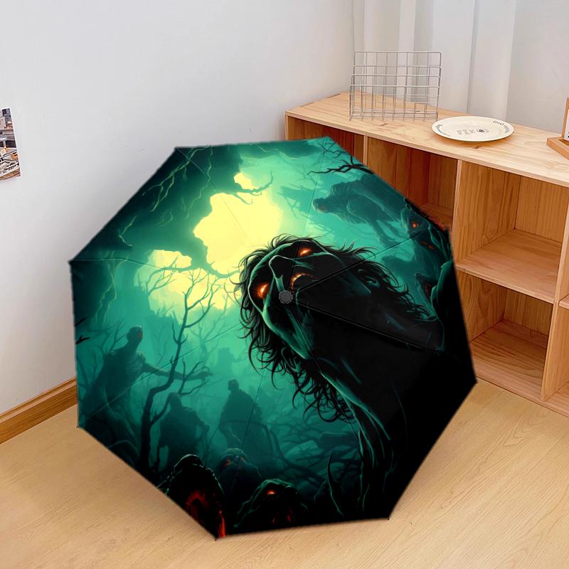 

1 PC Automatic Folding Umbrella - Glowing skull Pattern, Portable & Foldable Design with 8 Ribs, Christmas Birthday Gifts