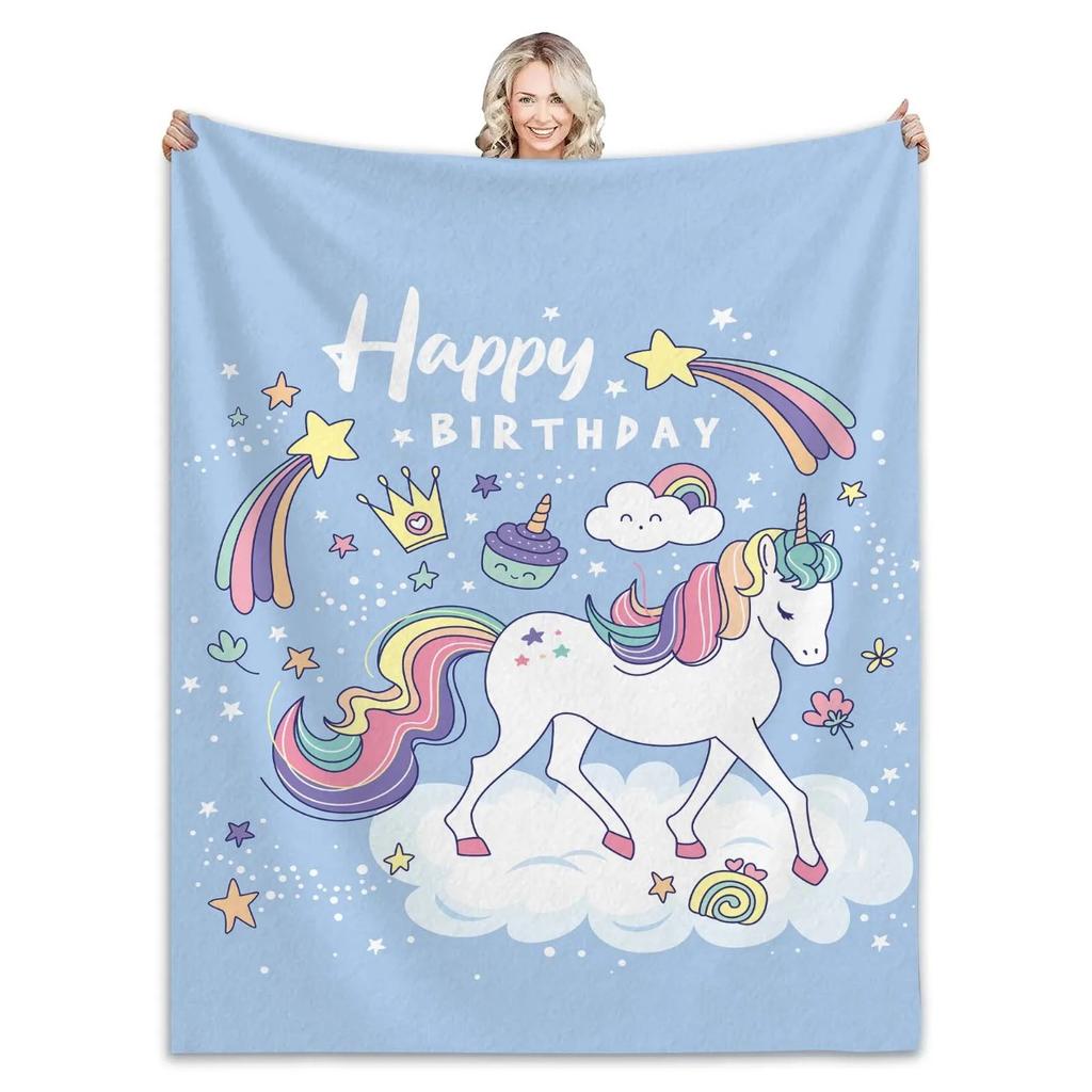 Jednorožcová flanelová deka pro dívky a chlapce Měkká teplá dětská deka na postel pohovku Narozeninový vánoční dárek