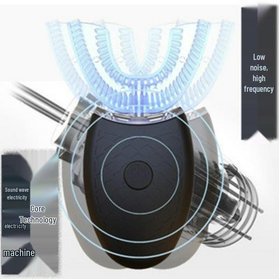 Adult U-Shaped Electric Sonic Toothbrush with Timer and Soft Silicone Bristles