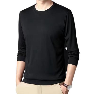 Weiß Weiß Gebürstetes Fleece Lang Kaltes Wetter Einfarbig Lang Rund XL Locker Business Gebürstet Doppelseitig T-Shirt, Ärmel, Unterwäsche, Kleidung, Farbe, Ärmel,