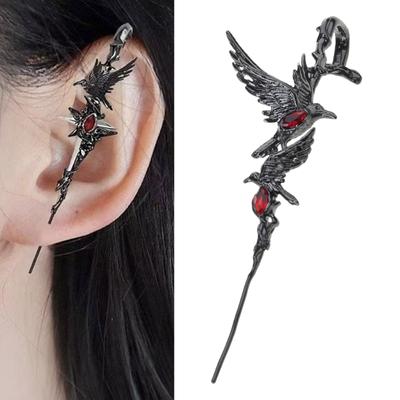 Crochet d'oreille Corbeau Noir Polyvalent Doté de Matériaux en Alliage Robustes Portable pour Festivals de Musique et Fournitures de Fête