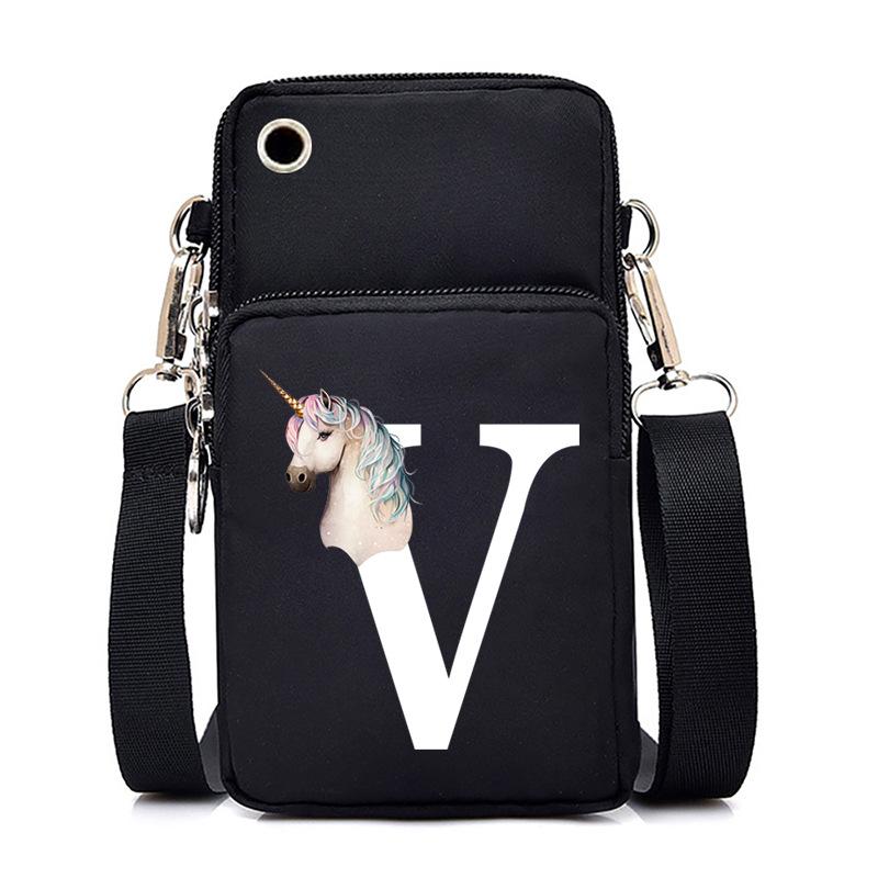 Unicorn Unicorn Letter Printing Black Oblique Span Bag Casual Portable Multi-Function Mobile Phone Bag