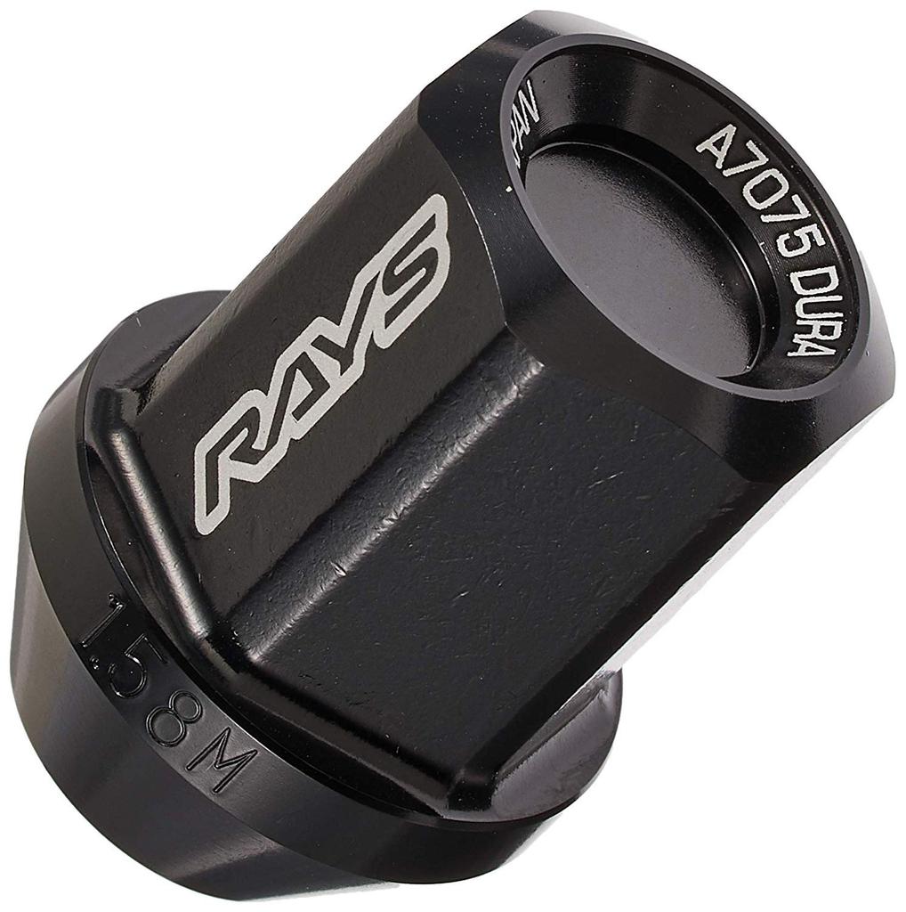 RAYS 74020001111BK Duralumin Lock & Nut Set for L32 4H M12X1.5 Black Anodized